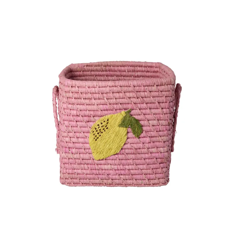 Rice Basket with Lemon Motif, Rose