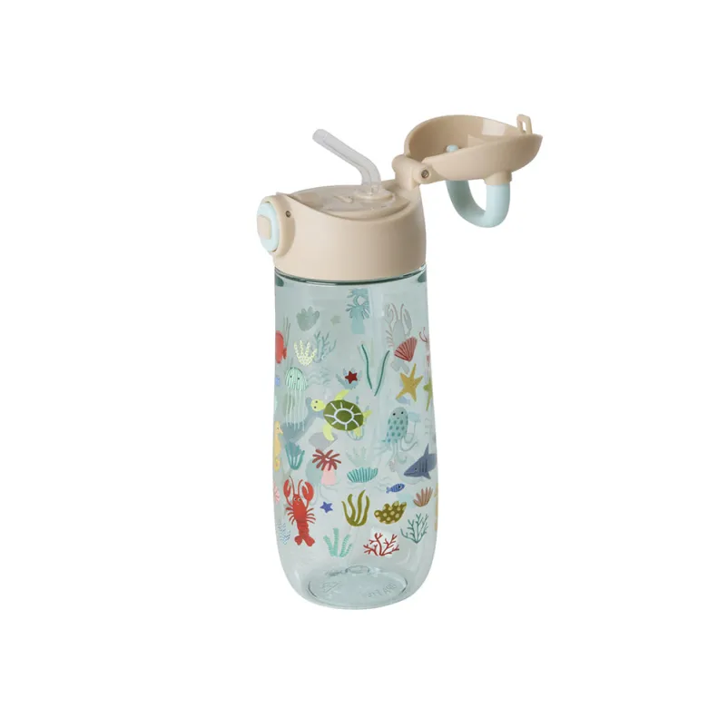 Rice Drinking Bottle in Tritan, 550 ml - Blue Ocean Print