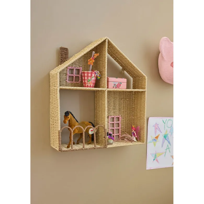 Rice House Shelf, Væghylde inddelt i 4 rum - Pink
