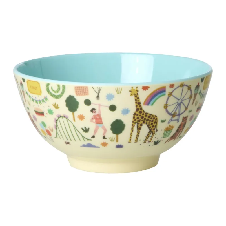 Rice Melamine Bowl, Medium, Mint - Fun Fair Print