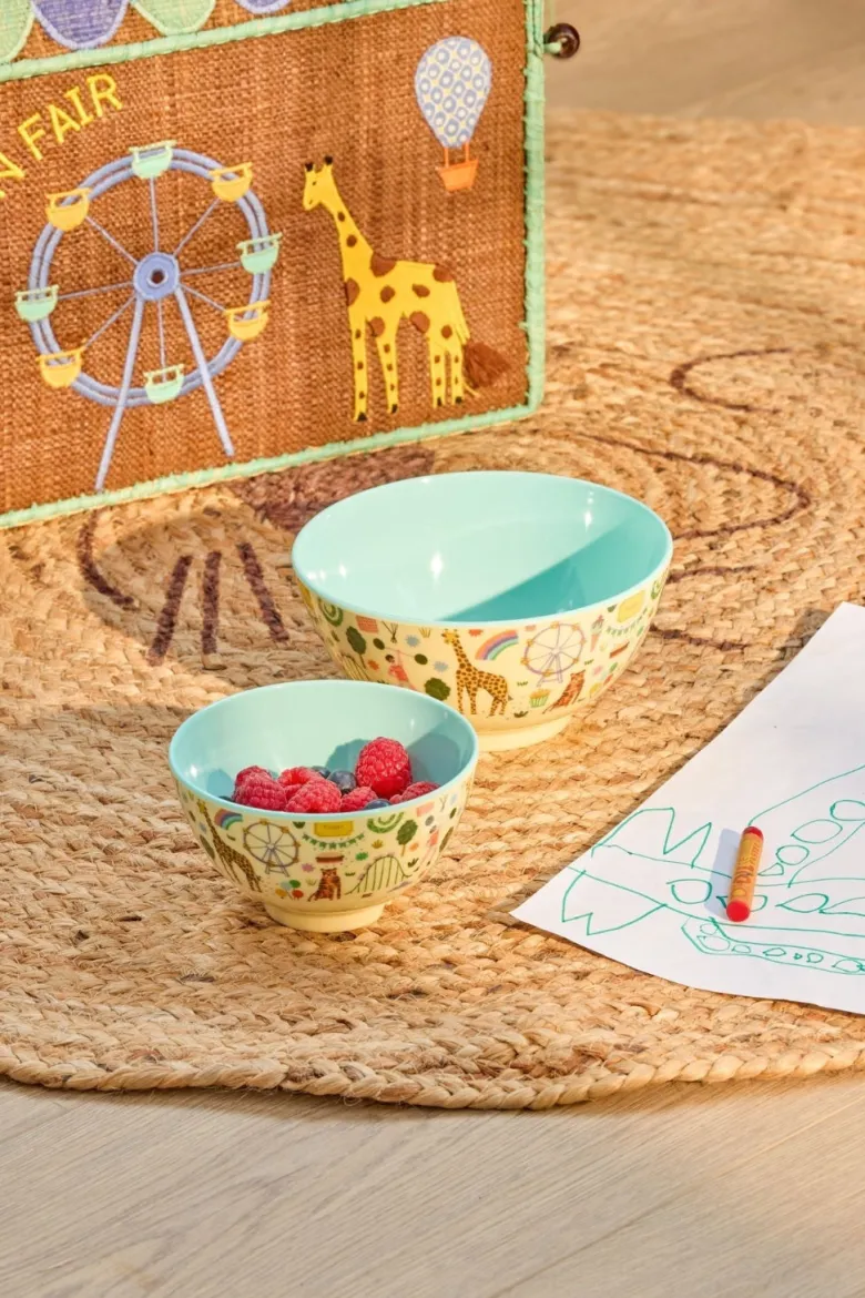 Rice Melamine Bowl, Medium, Mint - Fun Fair Print