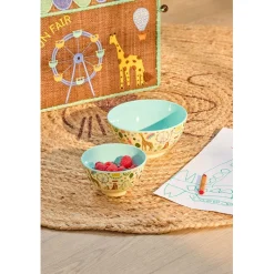 Rice Melamine Bowl, Small, Fun Fair Print - Mint
