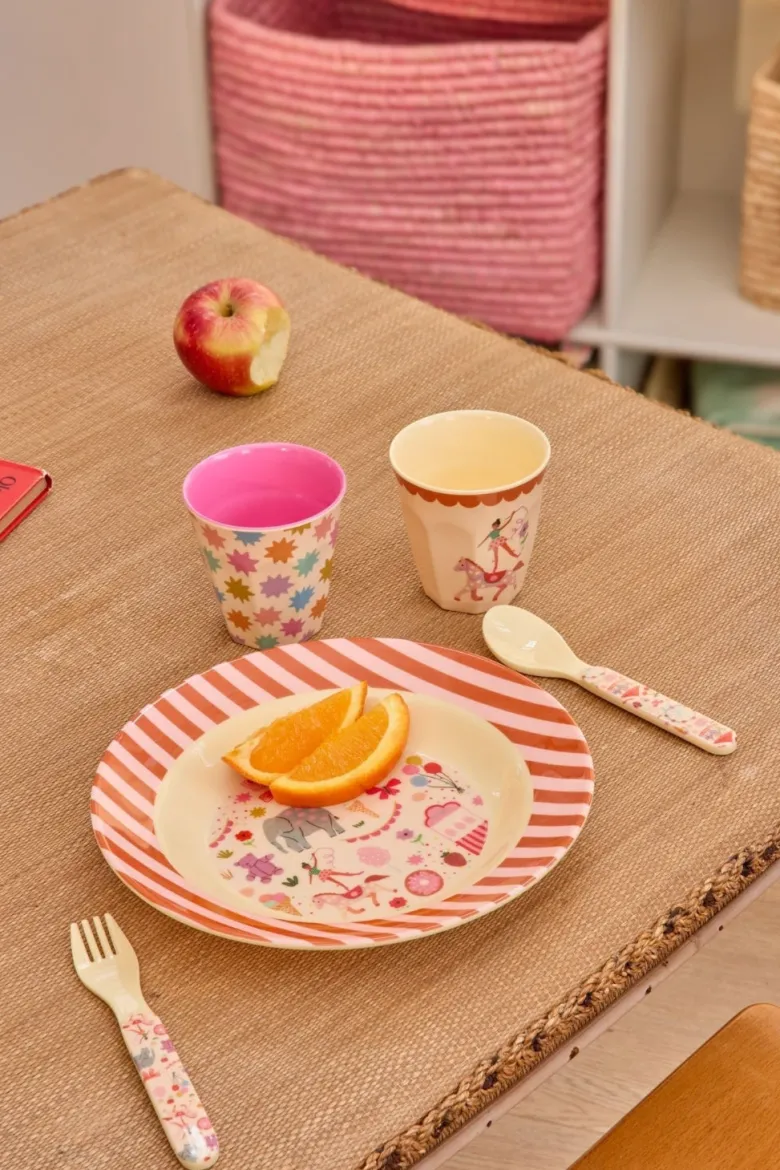 Rice Melamine Children's Bowl, Pink - Fun Fair Print