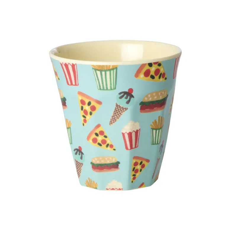 Rice Melamine Cups, Fun Fair Print, 6-Pack, Small - Mint