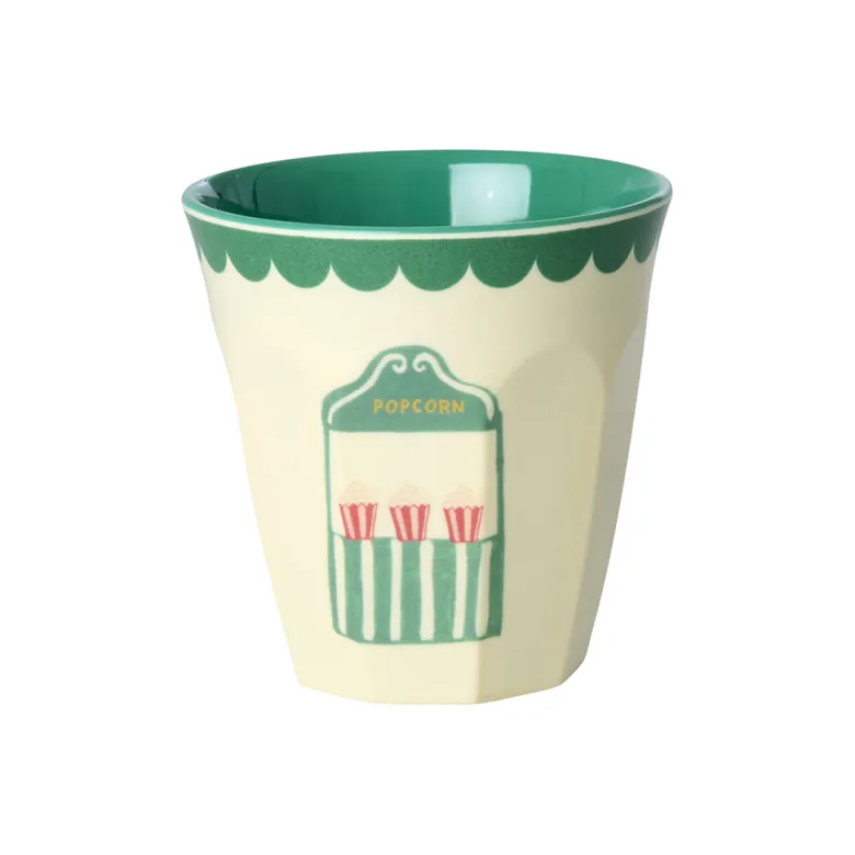 Rice Melamine Cups, Fun Fair Print, 6-Pack, Small - Mint