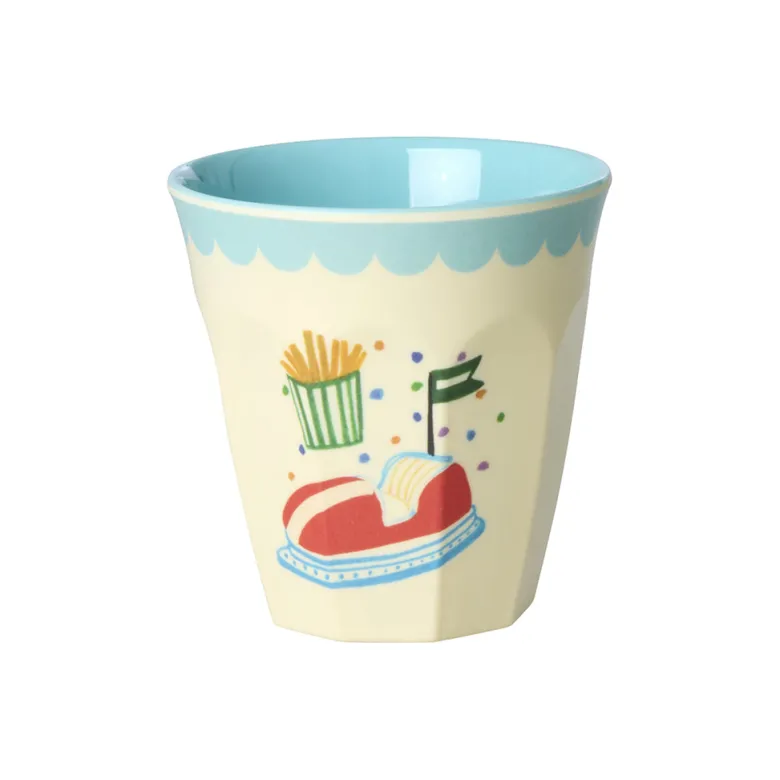 Rice Melamine Cups, Fun Fair Print, 6-Pack, Small - Mint