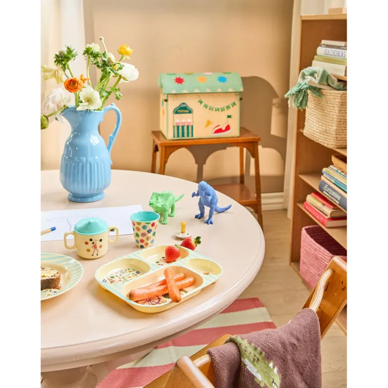Rice Melamine Cups, Fun Fair Print, 6-Pack, Small - Mint