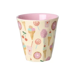 Rice Melamine Cups, Fun Fair Print, Set of 6, Small - Pink