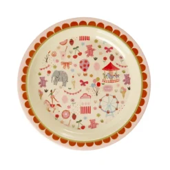 Rice Melamine Lunch Plate, Fun Fair Print - Pink