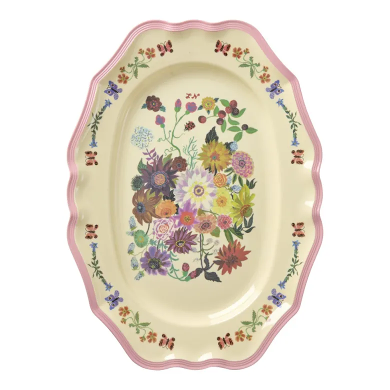 Rice Melamine, Small Vintage Serving Tray, Pink – Nathalie Lété Print