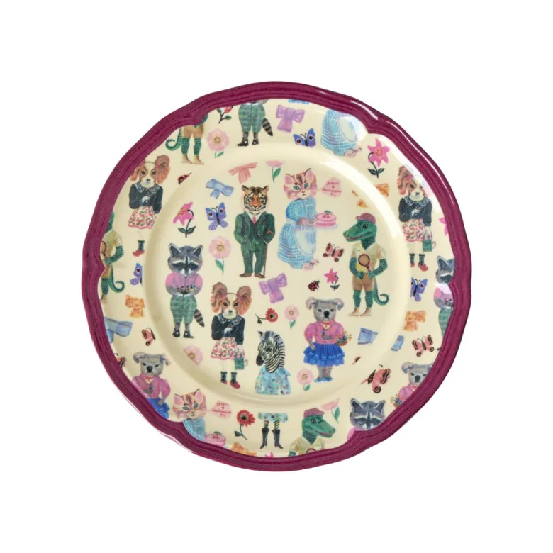 Rice Melamine, Vintage Side Plate in Bordeaux - Nathalie Lété Print