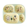 Rice 4-Section Children's Plate in Melamine, Fun Fair Print - Mint