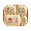 Rice 4-Section Kids' Melamine Plate, Fun Fair Print - Pink
