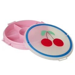 Rice Snack Tray with Lid, 6 Compartments – Pink