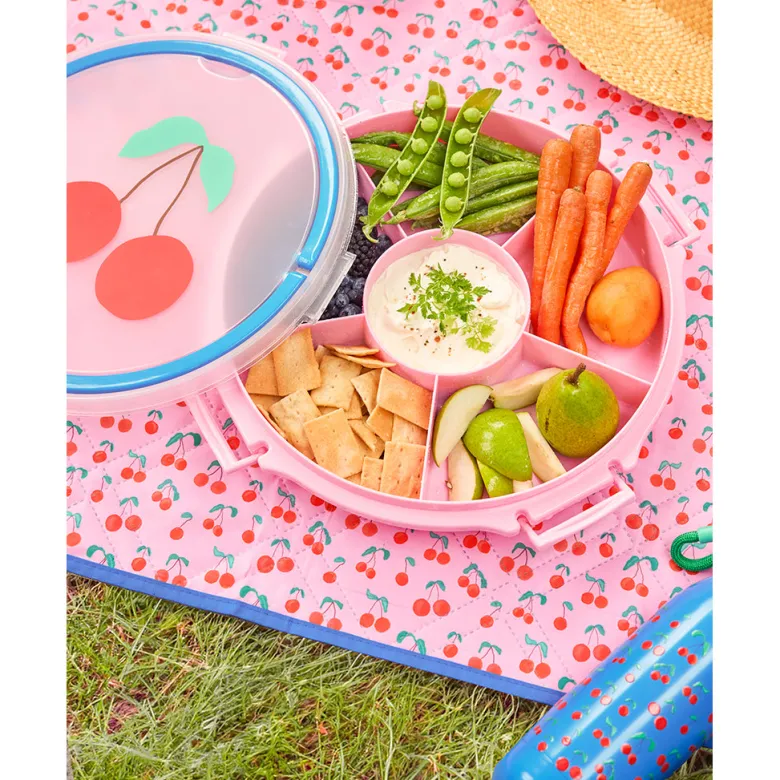 Rice Snack Tray with Lid, 6 Compartments – Pink