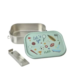 Rice Stainless Steel Lunchbox with Divider, Large - Soft Green Sports Print