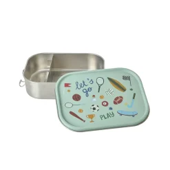 Rice Stainless Steel Lunchbox with Divider, Large - Soft Green Sports Print