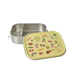 Rice Stainless Steel Lunchbox with Removable Divider, Large – Soft Yellow Unicorn Love Print