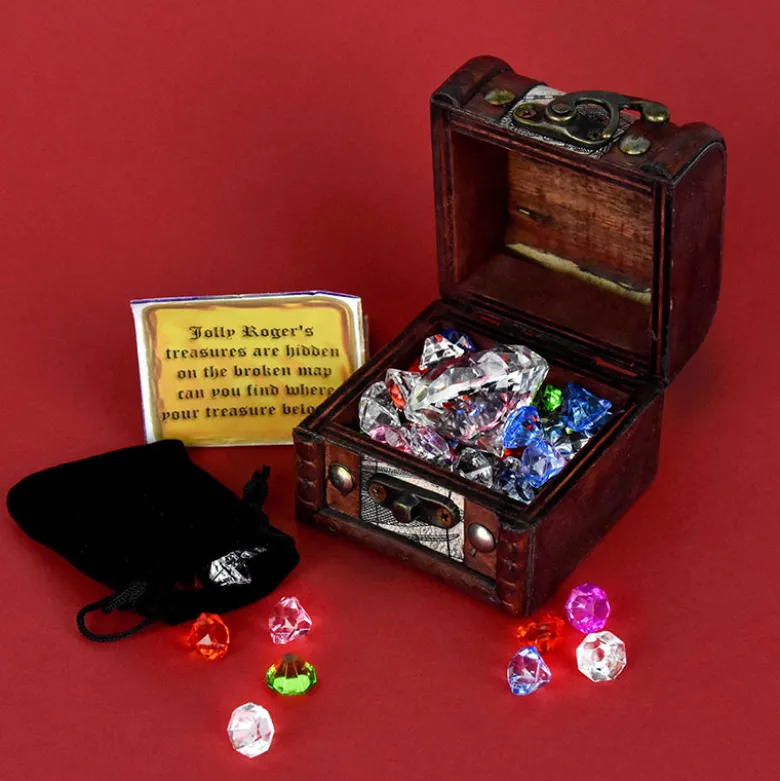 Robetoy Treasure Chest with Contents, Pirate Treasure with Diamonds