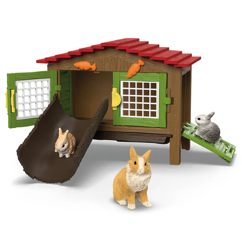 Schleich Rabbit Hutch with 3 Rabbits