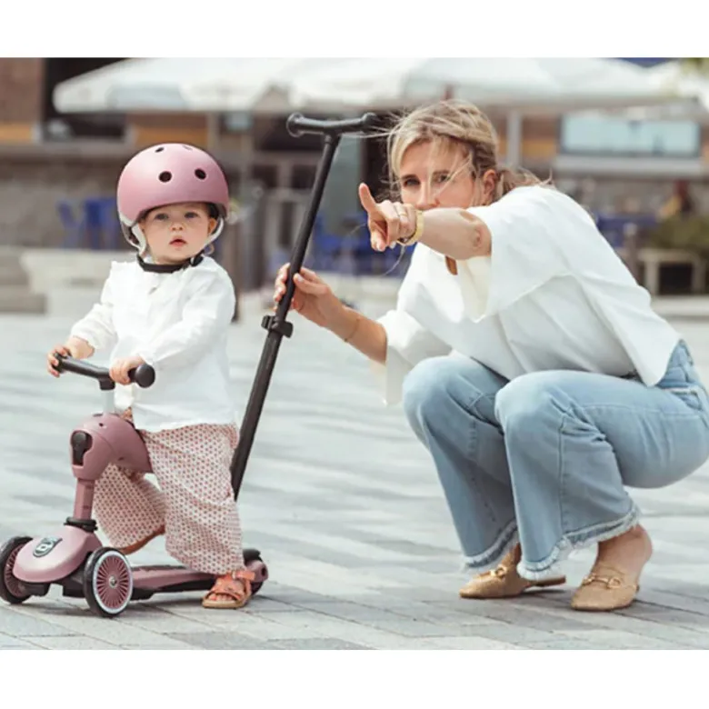 Scoot and Ride, Highway Kick 1, Push & Go Scooter with Push Bar - Wildberry
