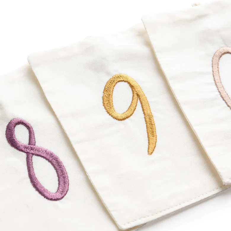 Sebra Birthday Garland with Gifts, Numbers 0-9, Organic Cotton
