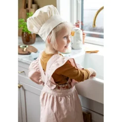 Sebra Children's Apron Set with Chef's Hat, Dusty Pink/Classic White