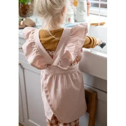 Sebra Children's Apron Set with Chef's Hat, Dusty Pink/Classic White