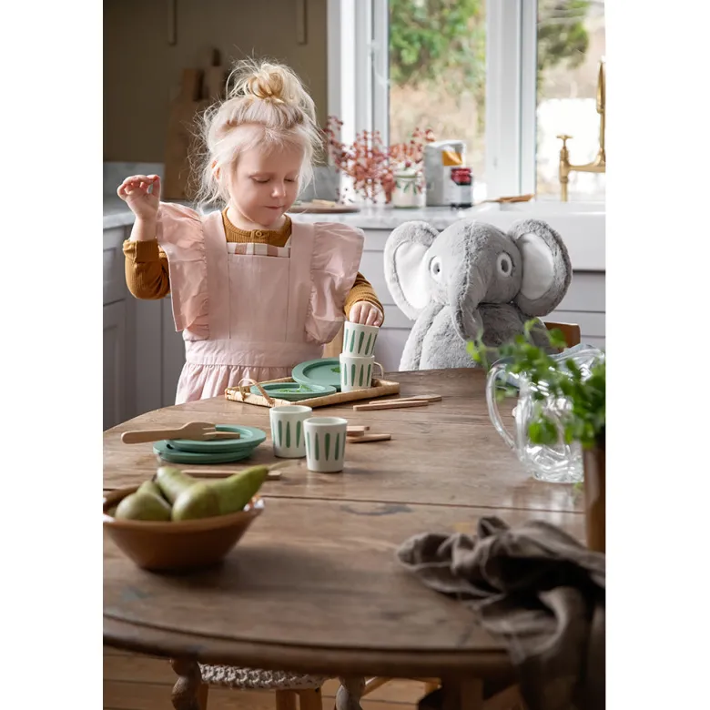 Sebra Children's Apron Set with Chef's Hat, Dusty Pink/Classic White