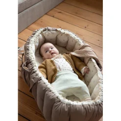 Sebra 3-in-1 Baby Nest, Baby Lift, and Play Mat, Sophora Leaves - Beige