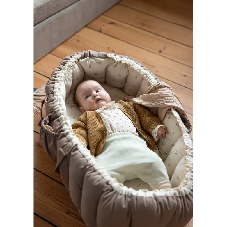 Sebra 3-in-1 Baby Nest, Baby Lift, and Play Mat, Sophora Leaves - Beige