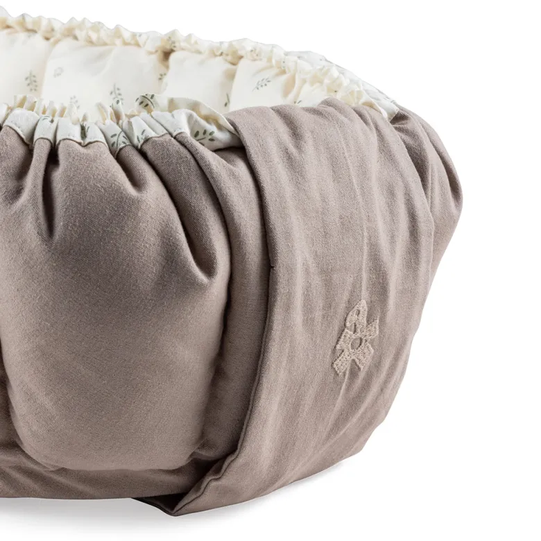 Sebra 3-in-1 Baby Nest, Baby Lift, and Play Mat, Sophora Leaves - Beige