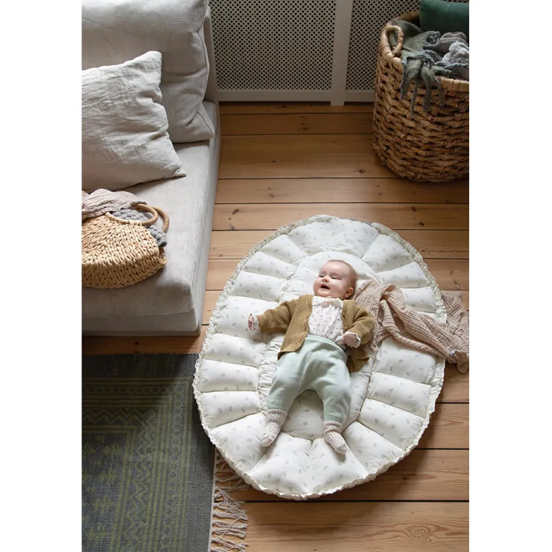 Sebra 3-in-1 Baby Nest, Baby Lift, and Play Mat, Sophora Leaves - Beige