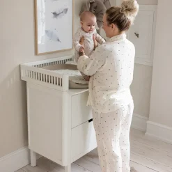 Sebra puslebord i træ, 2-i-1 design m. skuffer - Classic white