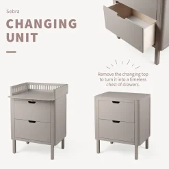 Sebra puslebord i træ, 2-i-1 design m. skuffer - Jetty beige