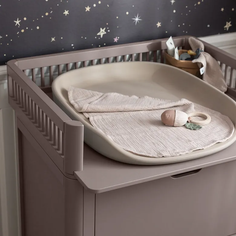 Sebra puslebord i træ, 2-i-1 design m. skuffer - Jetty beige