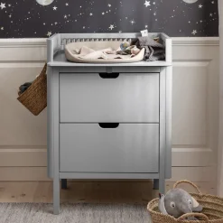 Sebra puslebord i træ, 2-i-1 design m. skuffer - Stone