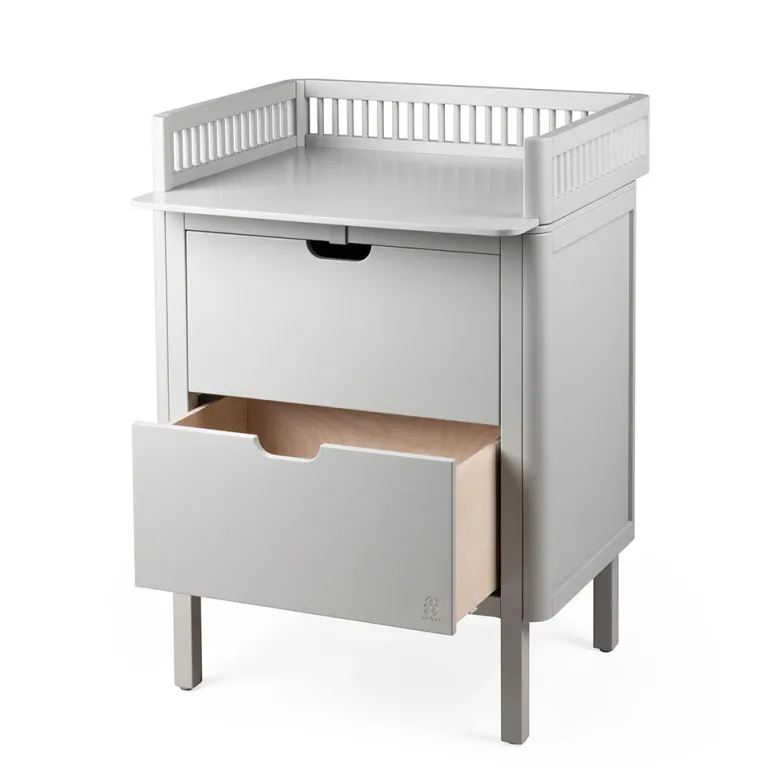 Sebra puslebord i træ, 2-i-1 design m. skuffer - Stone