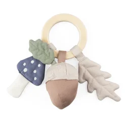 Sebra Rattle with Leaf, Mushroom, and Acorn