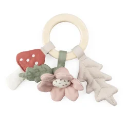 Sebra Rattle with Leaf, Mushroom, and Flower