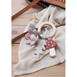 Sebra Rattle with Leaf, Mushroom, and Flower