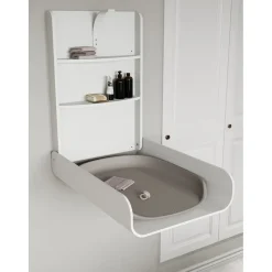Sebra Væghængt puslebord i træ, Classic white