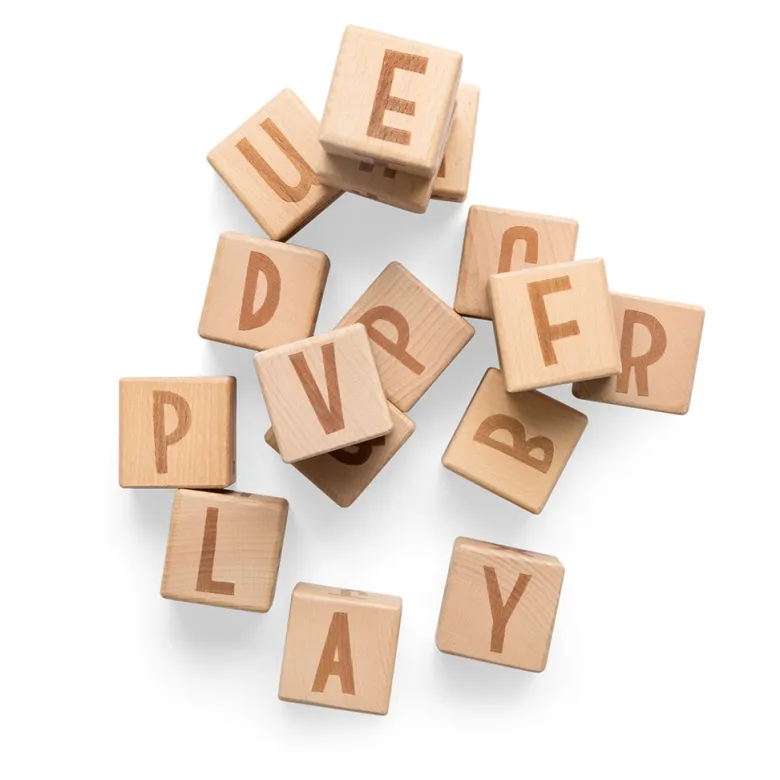 Sebra Wooden Blocks, Set of 12 - Alphabet Blocks