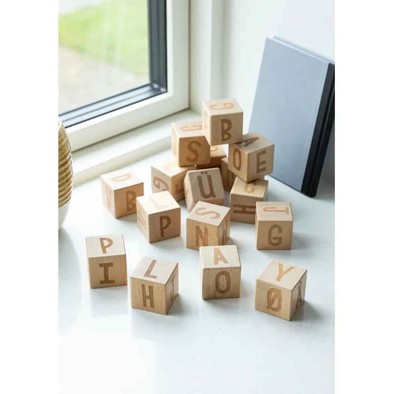 Sebra Wooden Blocks, Set of 12 - Alphabet Blocks