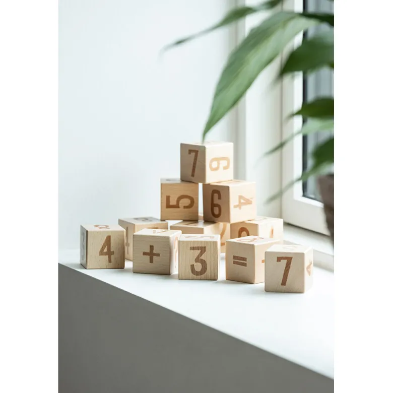 Sebra Wooden Building Blocks, 12 pcs. - Number Blocks