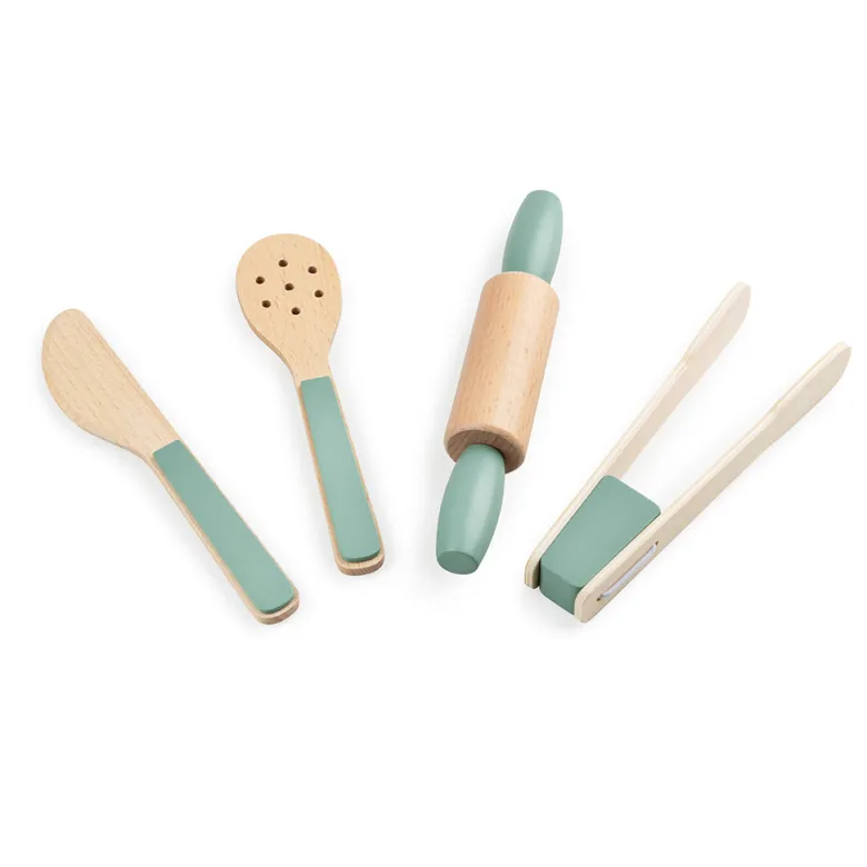 Sebra Wooden Play Food, Kitchen Utensil Set