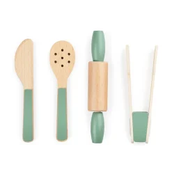 Sebra Wooden Play Food, Kitchen Utensil Set