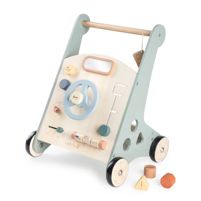 Sebra Wooden Walker with Activities, Car