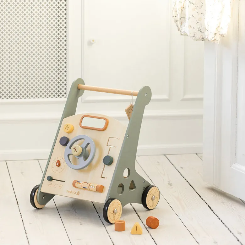 Sebra Wooden Walker with Activities, Car