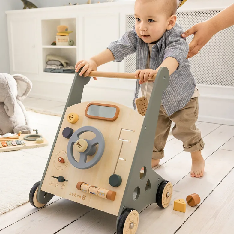 Sebra Wooden Walker with Activities, Car